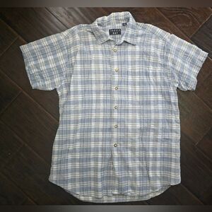 Trader Bay Mens Vintage Short Sleeve Plaid Button Up Top Large